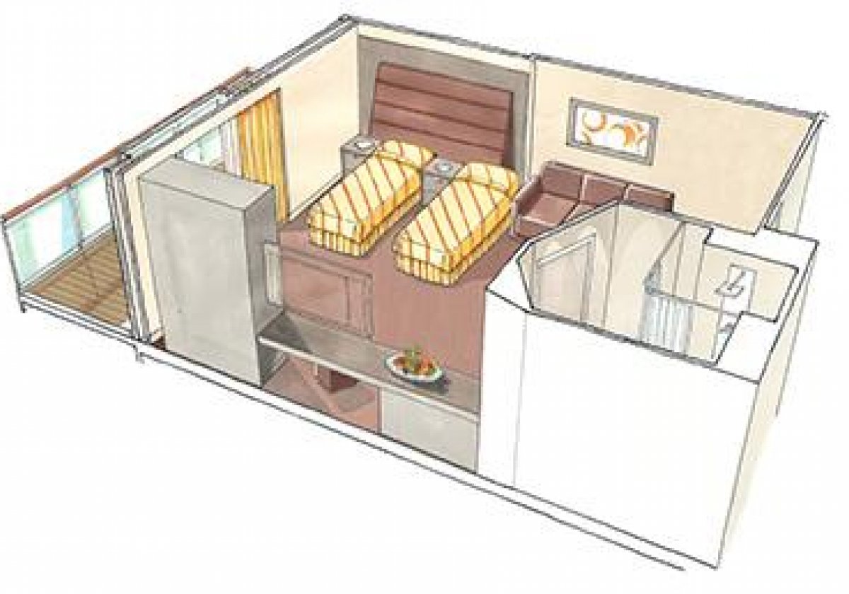 powierzchnia wraz z balkonem od 26 - 32 m² prywatny balkon (krzesła, stolik) łóżko typu king size lub dwa łóżka pojedyńcze część wypoczynkowa marmurowa łazienka z wanną szlafrok i papcie telewizja satelitarna tele