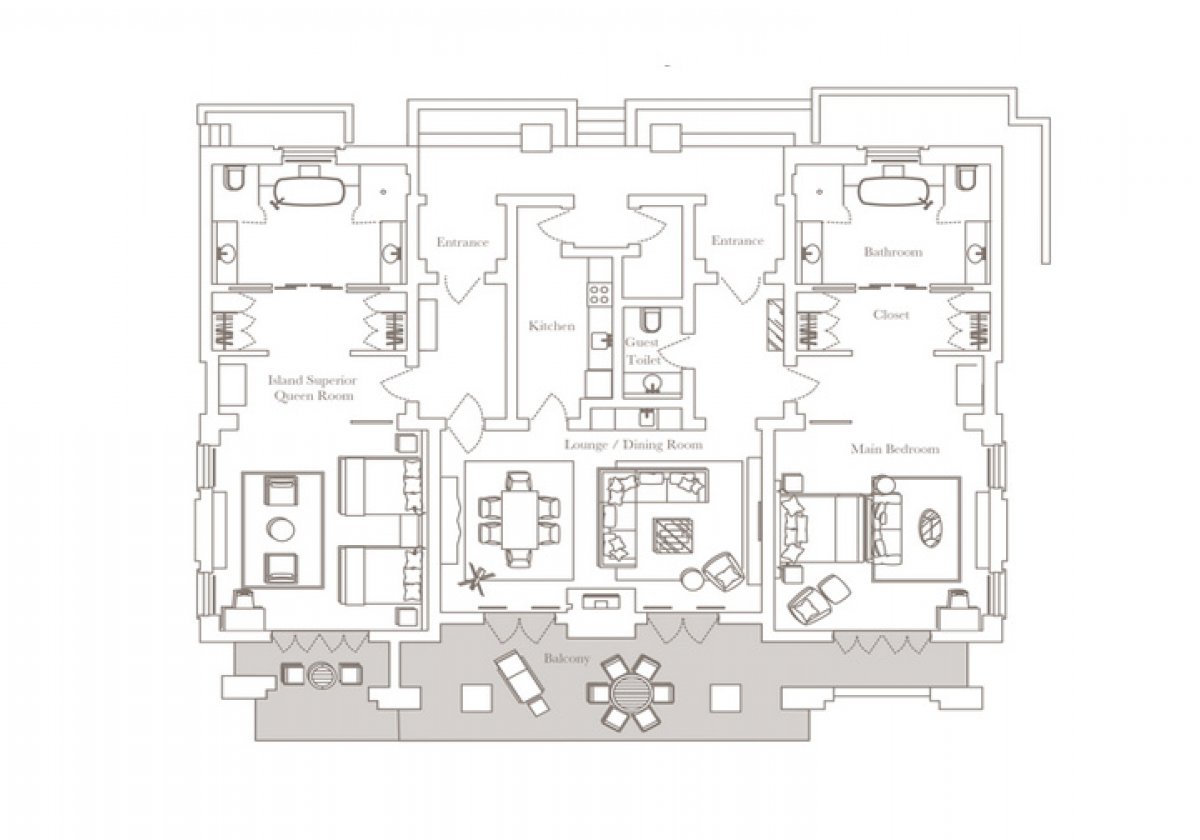 TWO BEDROOM ISLAND FAMILY SUITE - plan